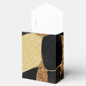 Elegante Animal Print Gouden en Zwarte Glitter Loo Bedankdoosjes (Geopend)