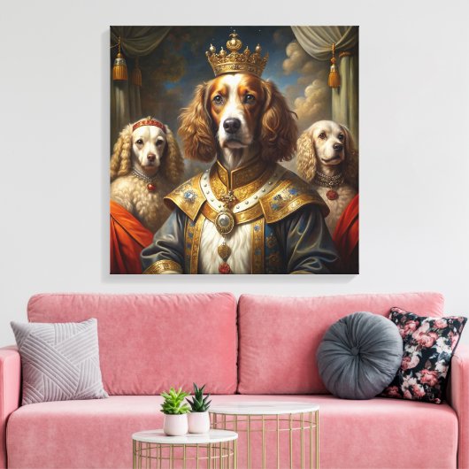 Elegante Animal Theme Royal Dogs Olieverfschilderi Canvas Afdruk (Insitu (Woonkamer))