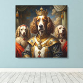 Elegante Animal Theme Royal Dogs Olieverfschilderi Canvas Afdruk (Insitu (Houten vloer))