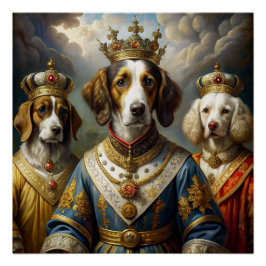 Elegante Animal Theme Royal Dogs Olieverfschilderi Perfect Poster