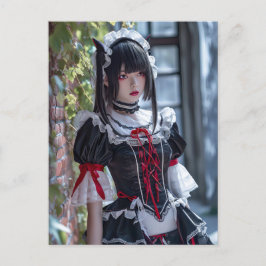 Elegante Anime Maid met Kattenoren Briefkaart