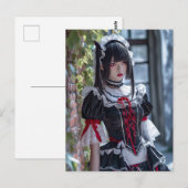Elegante Anime Maid met Kattenoren Briefkaart (Voorkant / Achterkant)