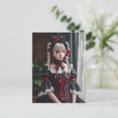 Elegante Anime Maid met Kattenoren Briefkaart (Staand voorkant)