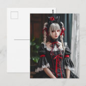 Elegante Anime Maid met Kattenoren Briefkaart (Voorkant / Achterkant)