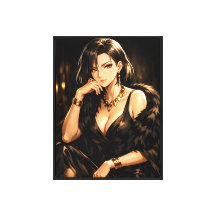 Elegante Anime Vrouw – Donkere Glamour Kunstprint