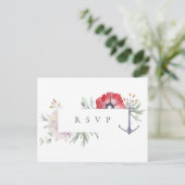 Elegante anker bloemige trouw-RSVP nummerverzoek Uitnodiging Briefkaart (Staand voorkant)