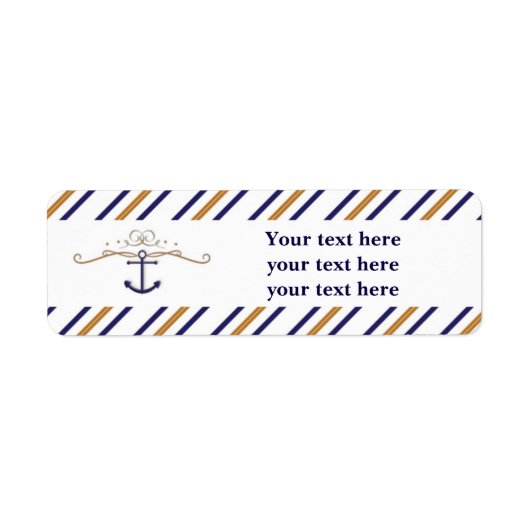 Elegante anker gestreepte adreslabels met nautisch etiket (Voorkant)