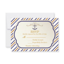 Elegante anker goud blauw witte RSVP kaart