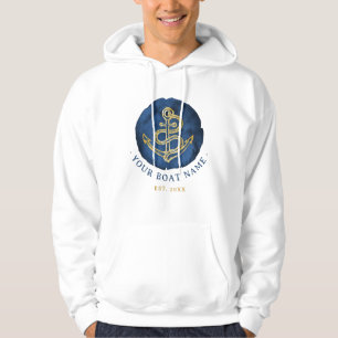 Elegante anker in waterverf nautische naam navybla hoodie