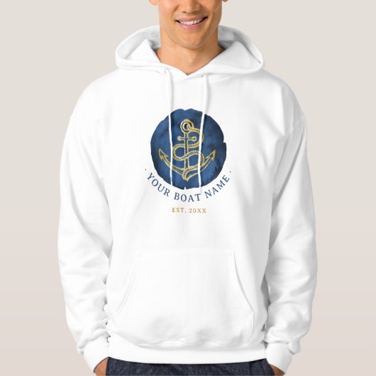 Elegante anker in waterverf nautische naam navybla hoodie (Voorkant)