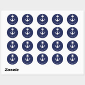 Elegante anker nautische huwelijksinitiaal ronde sticker (Vel)