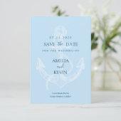 Elegante anker nautische strand save the date (Staand voorkant)