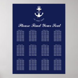 Elegante Anker Nautische Trouwstoel Grafiek Poster
