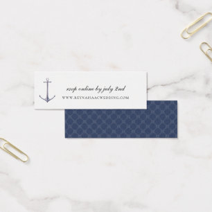 Elegante anker trouwwebsite RSVP Mini Visitekaartjes