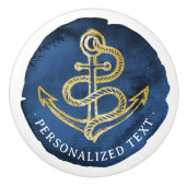 Elegante anker waterverf nautische naam navyblauw keramische knop (Voorkant)