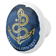 Elegante anker waterverf nautische naam navyblauw