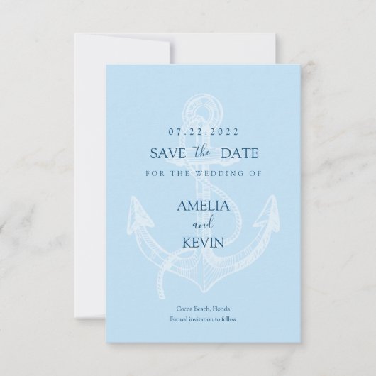 Elegante Anker Zeehelden Save the Date (Voorkant)