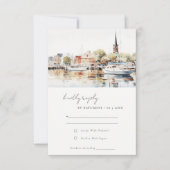 Elegante Annapolis Maryland Waterverf bruiloft RSVP Kaartje (Voorkant)
