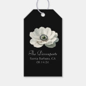 Elegante Annoom Bloem Bruiloft Zwart & Wit Cadeaulabel (Voorkant)
