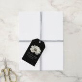 Elegante Annoom Bloem Bruiloft Zwart & Wit Cadeaulabel (Met Touw)