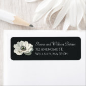 Elegante Annoom Bloem Zwart & Wit Adres Etiket (Insitu)