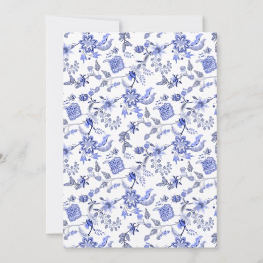 Elegante  Antiek Blauwe Bloemen 100e Kaart (Achterkant)