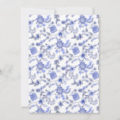 Elegante  Antiek Blauwe Bloemen 80e Kaart (Achterkant)