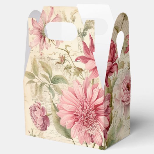 Elegante Antiek Franse bloemencollage Bedankdoosjes (Geopend)