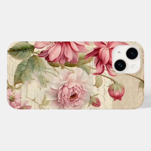 Elegante Antiek  Franse bloemencollage Case-Mate iPhone Case (Achterkant (horizontaal))