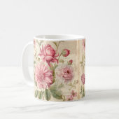 Elegante Antiek Franse bloemencollage Koffiemok (Voorkant links)