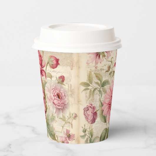 Elegante Antiek  Franse bloemencollage Papieren Bekers (Links)