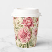 Elegante Antiek Franse bloemencollage Papieren Bekers (Achterkant)