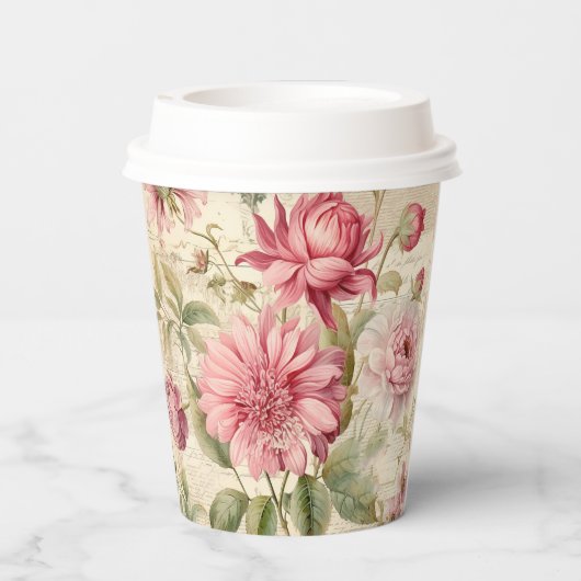 Elegante Antiek  Franse bloemencollage Papieren Bekers (Achterkant)