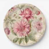 Elegante Antiek  Franse bloemencollage Papieren Bordje (Voorkant)