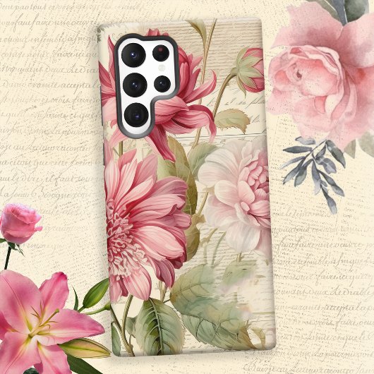 Elegante Antiek Franse bloemencollage Samsung Galaxy Hoesje