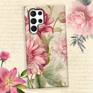 Elegante Antiek  Franse bloemencollage Samsung Galaxy Hoesje