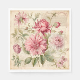 Elegante Antiek  Franse bloemencollage Servet