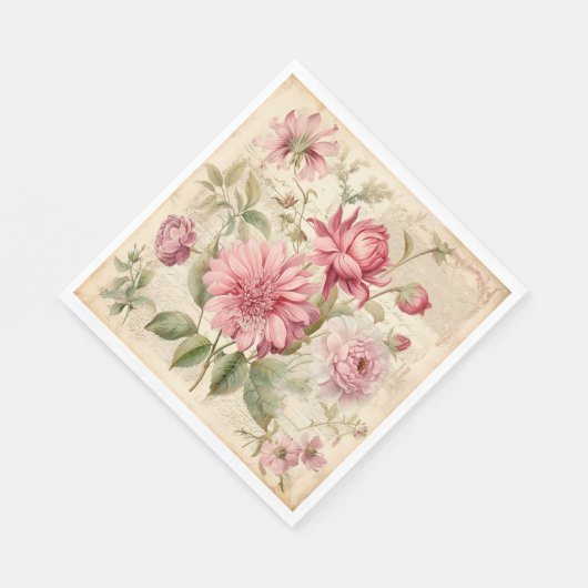 Elegante Antiek  Franse bloemencollage Servet (Hoek)