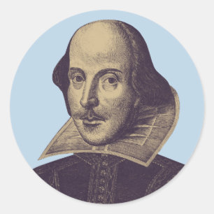 Elegante antiek-geïnspireerde Shakespeare-envelopz Ronde Sticker