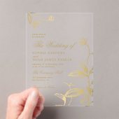 Elegante  antiek gouden botanische bruiloft acryl uitnodigingen (Insitu (Draagbaar))