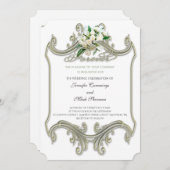 Elegante antiek gouden lijst bruiloft uitnodiging (Voorkant / Achterkant)