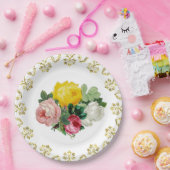 Elegante Antiek Rozen met gouden bloedige bruiloft Papieren Bordje (Feest)