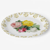 Elegante Antiek Rozen met gouden bloedige bruiloft Papieren Bordje (Gekanteld)
