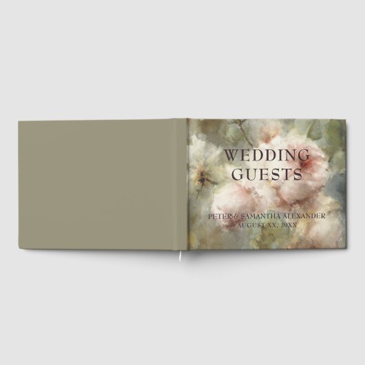 Elegante Antiek Rozen Zachte Roze Waterverf Bloeme Gastenboek (Volledig)