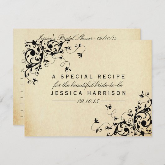 Elegante Antiek wervelingen Vrijgezellenfeest Rece Uitnodiging Briefkaart (Voorkant / Achterkant)