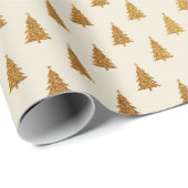 Elegante antiek witgouden glitter kerstbomen cadeaupapier (Rol Hoek)