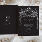 Elegante Antiek Zwart & Wit bruiloft Kaart