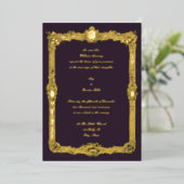 Elegante antieke barok rococo lijst bruiloft folie uitnodiging (Staand Voorkant)
