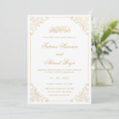 Elegante Antieke Barokke Gouden Lijst Moslim Bruil Kaart (Staand voorkant)