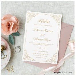 Elegante Antieke Barokke Gouden Lijst Moslim Bruil Kaart